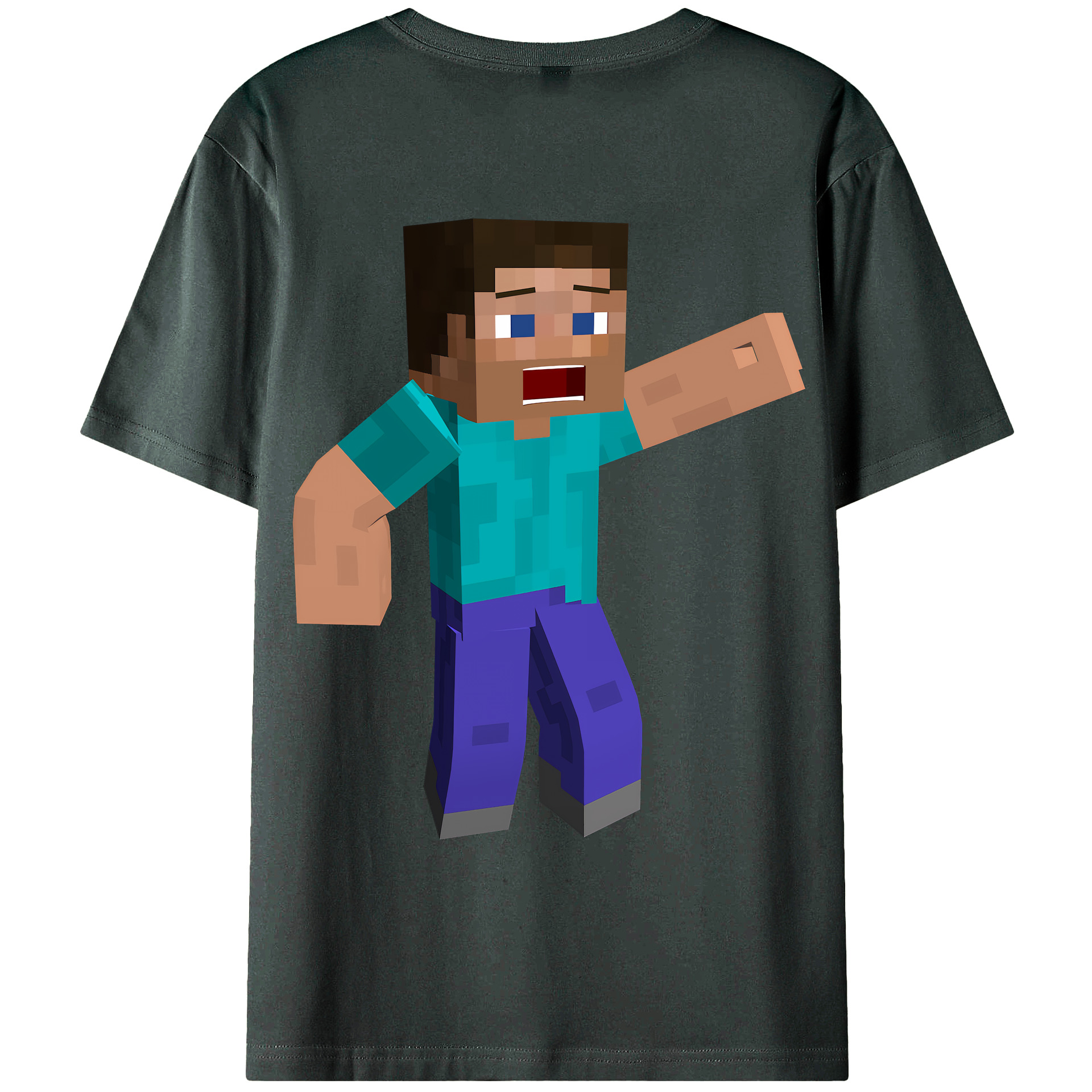 （画像用） マインクラフト ブロックの世界 Minecraft MC Block world 綿100％ メンズ半袖Tシャツ（バックプリント） 通気性